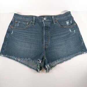 Levi's 501 Women's Classic Buttonfly Cut Off Dark Wash Denim Jean Shorts Size 33